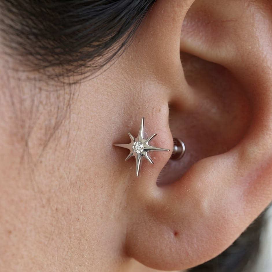Titánový Labret 'Silver North Star'