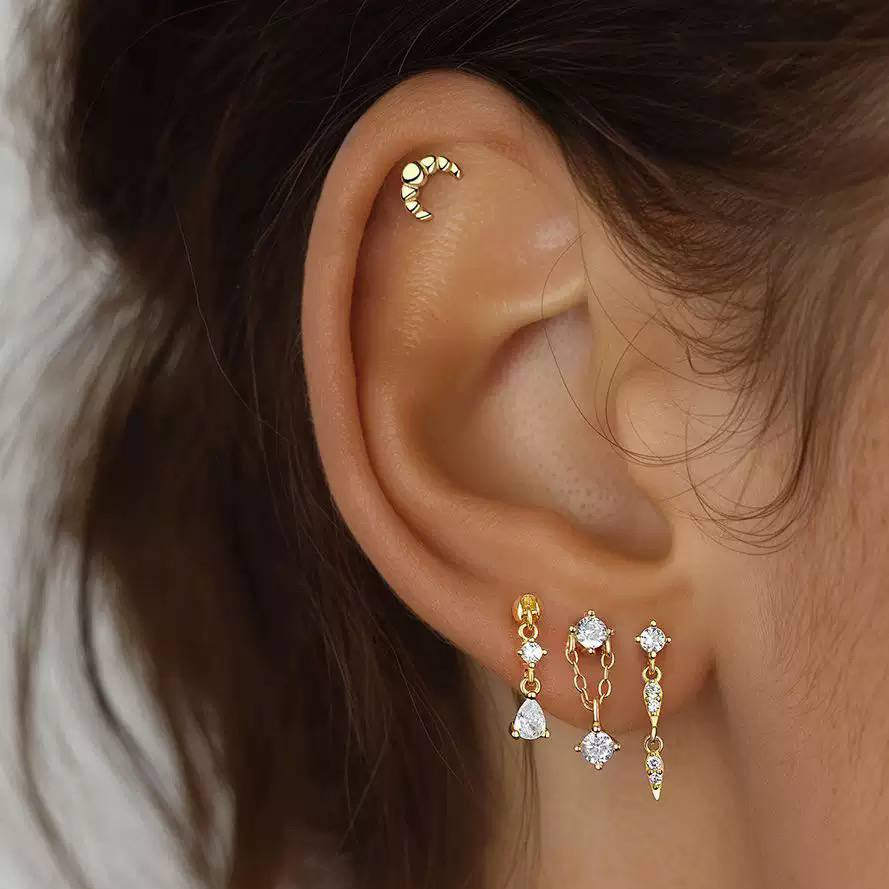Piercing Náušnice Zirconia Duo Řetízek Ag 925