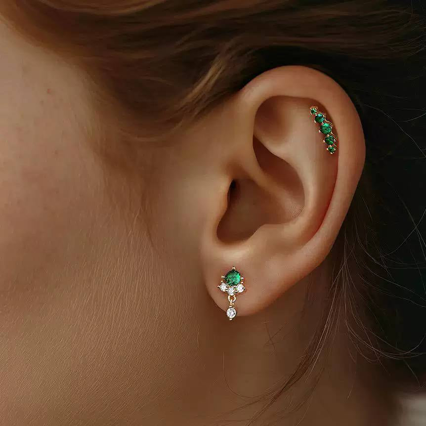 Piercing náušnice Zirconia Gradace Smaragd Ag 925