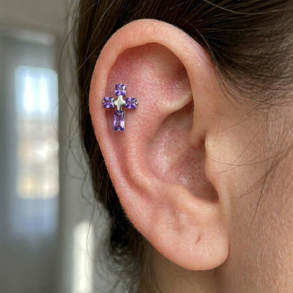 Titanový labret 'Purple Cross'