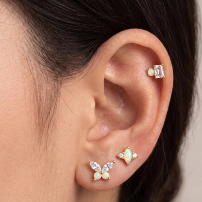 Piercing náušnice opál markýza Ag 925