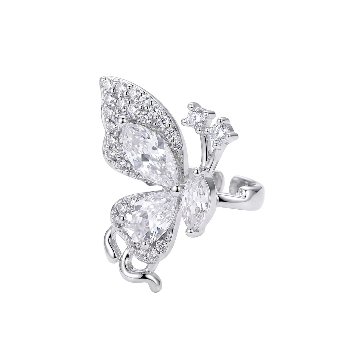 Třpytivá motýlí náušnice ear cuff