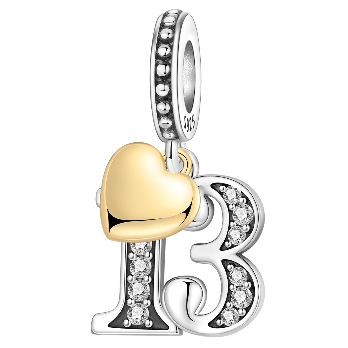 Přívěsek Číslo 13 se zlatým srdcem
