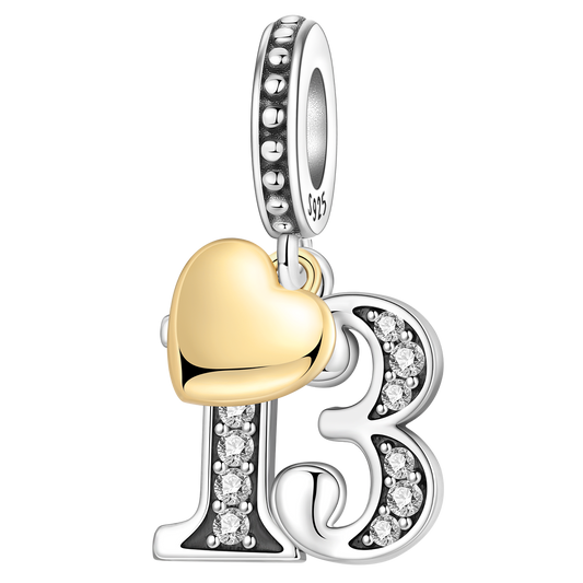 Přívěsek Číslo 13 se zlatým srdcem