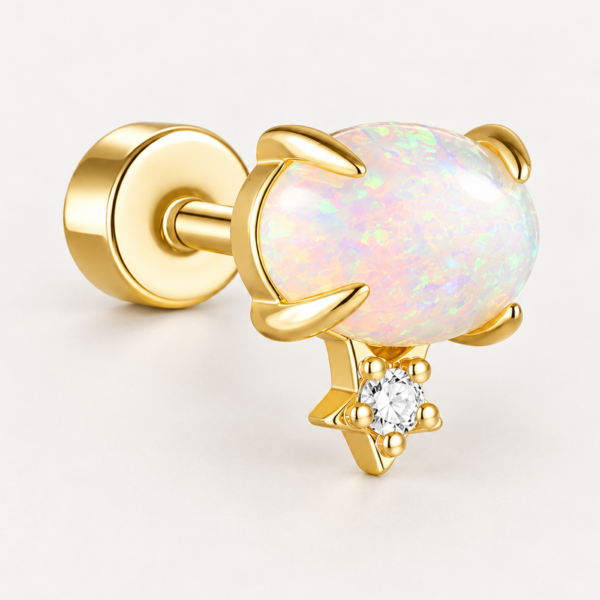 Piercing Náušnica Opal Hviezda Ag 925