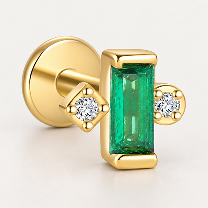 Piercing Náušnica Zirconia Baguette Smaragd Ag 925
