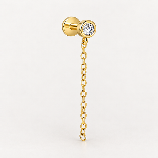 Piercing Náušnica Zirconia Bezel Retiazka Ag 925