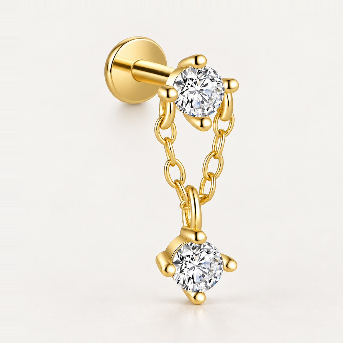 Piercing Náušnica Zirconia Duo Retiazka Ag 925
