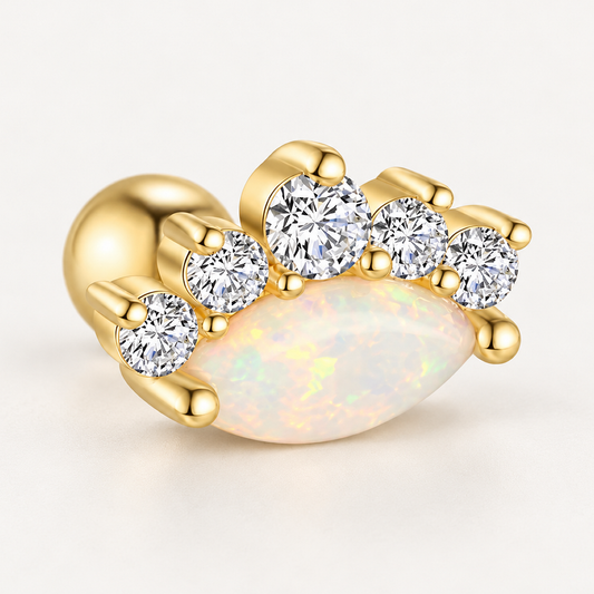 Piercing Náušnica Zirconia Opal Korunka Ag 925