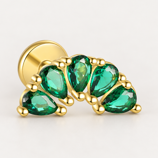 Piercing Náušnica Zirconia Smaragd Vej Ag 925