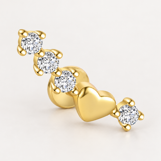 Piercing Náušnica Zirconia Srdce Oblúk Ag 925