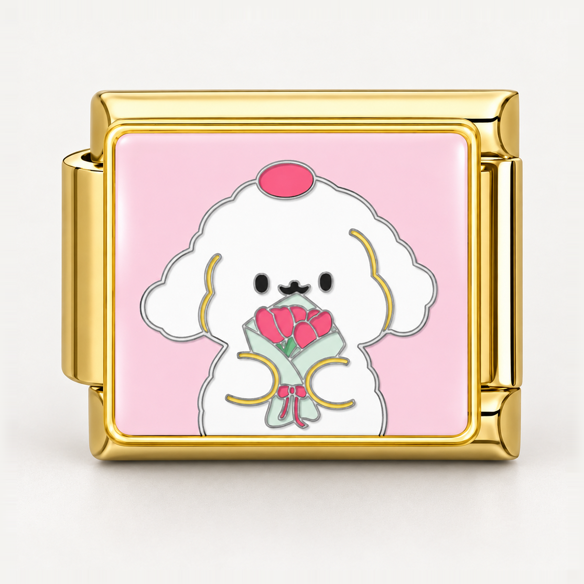 Prívesok Psík s kyticou ruží