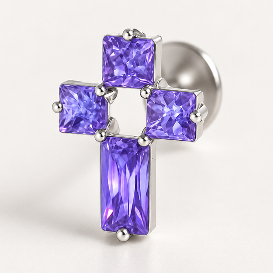 Titánový Labret 'Purple Cross'
