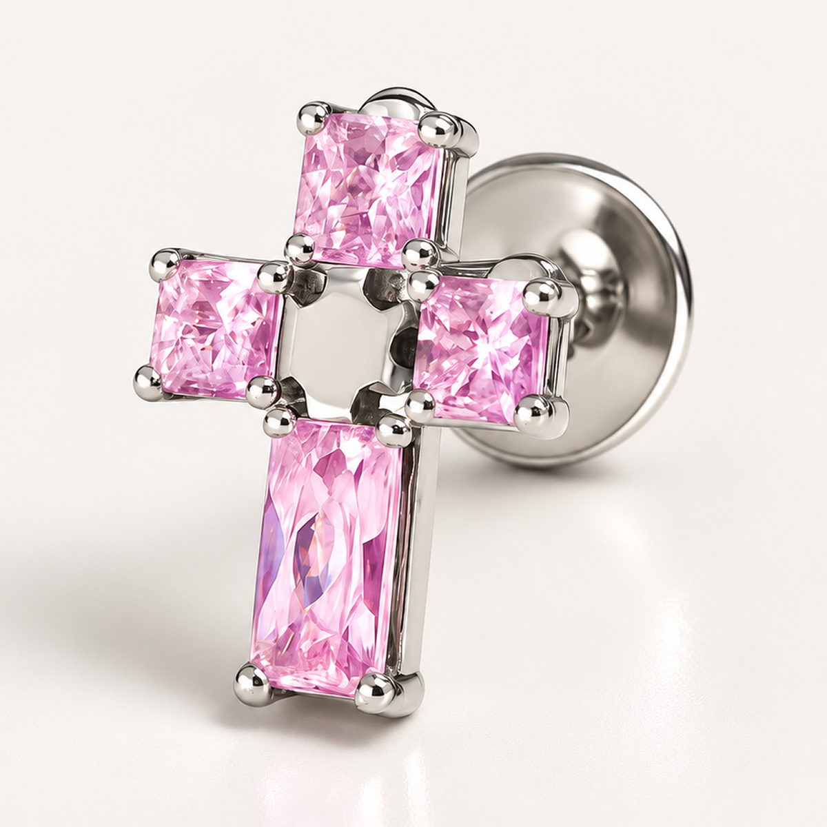 Titánový 'Pink Cross' Labret