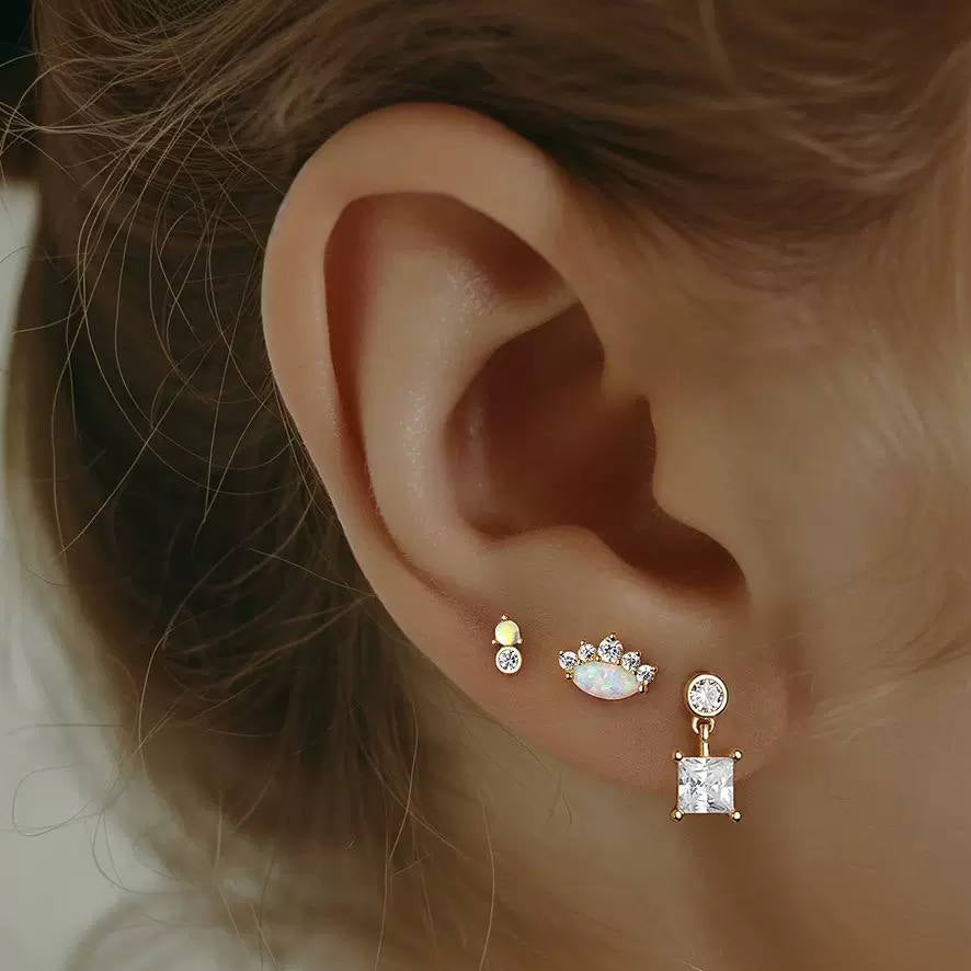 Piercing Náušnice Zirkon Opál Ag 925