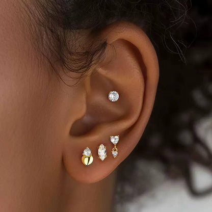 Piercing náušnice Zirconia Srdce Ag 925