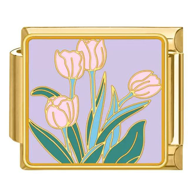 Prívesok Ružové tulipány – Zlatá