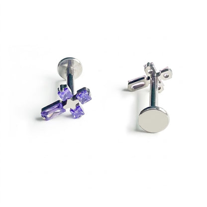 Titanový labret 'Purple Cross'