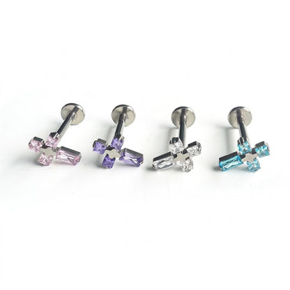 Titanový labret 'Purple Cross'